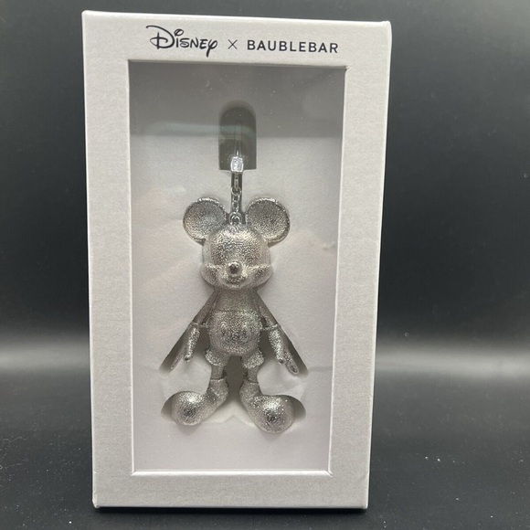 Disney X Baublebar 3D  Mickey Mouse  Metallic Silver  Keychain Bag Charm - Picture 1 of 12